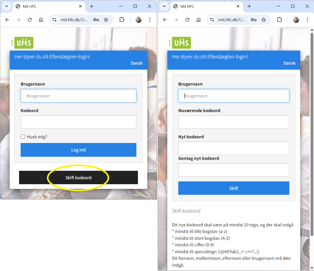 Screenshot af siden mit.hfc.dk